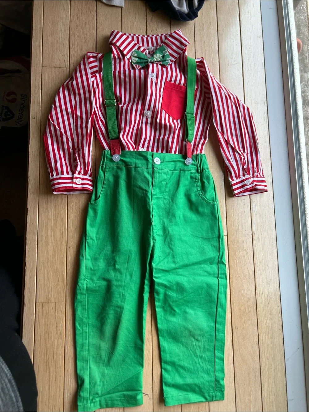 Christmas! Red & Green Kids Suspender Overalls Set (4T-5T)